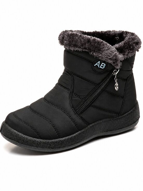 Shoes - Waterproof Winter Women Shoes Snow Boots Fur-lined Slip On Warm Ankle Size US